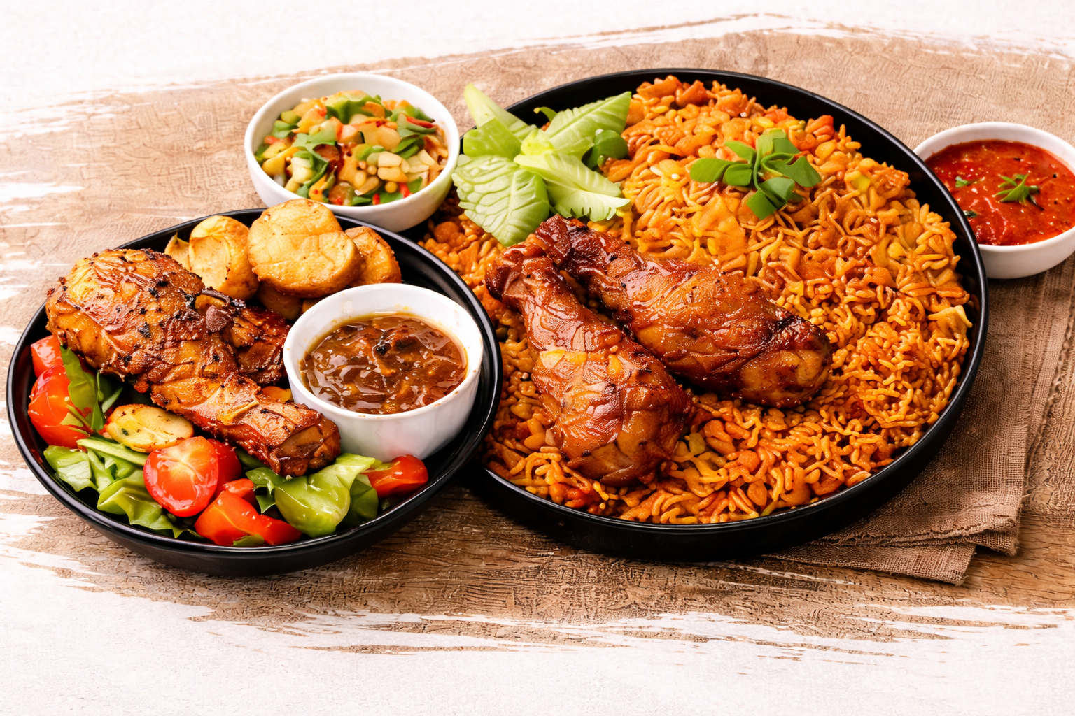 Assorted Ghanaian meals served fresh